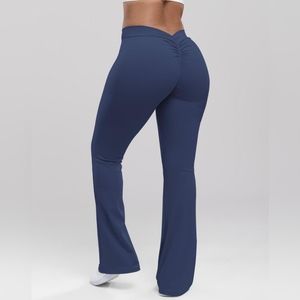 Women's High Waist Ruched Flare Leg Sports  Leggings Size XXL